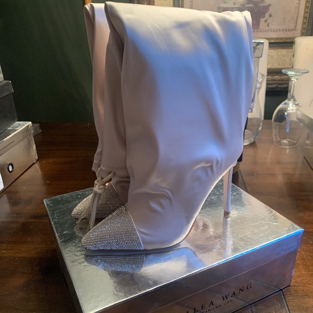 Azaela Wang Champagne Heeled Boots